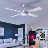 ETC Shop Smart RGB LED Decken Ventilator Raum Lüfter Alexa Google App Kühler im Set inkl. Home Leuchtmittel