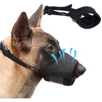 Homkeen Maulkorb für Hunde, weicher Maulkorb für Hunde, verhindert Beißen, Bellen und Kauen mit verstellbarer Schlaufe, atmungsaktives Netzgewebe (XL, Schwarz)