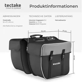 Tectake Georg Fahrradtasche Satteltasche schwarz