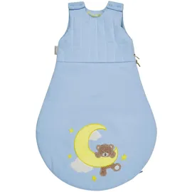Sterntaler Babyschlafsack 44 cm Bär Bo, Schlafsack für Babys, Applikation am Fußteil, Singlejersey-Futter, Wattierung, Zwei-Wege-Reißverschluss, Mesheinsatz, 50×32×2 cm, eisblau, 1,50 TOG, Größe 44