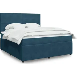 vidaXL Boxspringbett mit Matratze Blau 180x200 cm Samt