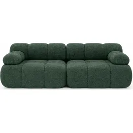 kaiser möbel Couch, 2-Sitzer Sofa modular, Bouclé-Stoff Abriamo, Dunkelgrün, Selia - dunkelgrün