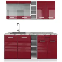 Vicco Küchenzeile R-Line 160 cm Rot Hochglanz/Weiß