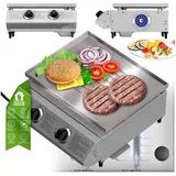 TurboTronic by Z-Line Gasgrill 6,3 kW Gas Grillplatte Edelstahl 2 Brenner Plancha Camping Balkon, 6,3kW (22.000 BTU), Piezo-Zündung, 46 × 40 cm Grillfläche, kleiner Gasgrill, Tischgasgrill, Gasbräter, Campinggrill, Balkongrill silberfarben