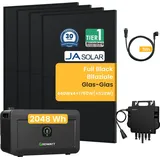 Balkonkraftwerk mit Speicher 2048Wh NOAH 2000 Speicher,1800W PV-Eingangsleistung, 800W Wechselrichter, Jasolar1760W Full Black Bifaziale Solarmodule
