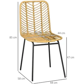 Homcom 2er-Set Esszimmerstuhl Küchenstuhl Wohnzimmerstuhl mit Rückenlehne Stahl Gelb 44 x 58 x 85 cm