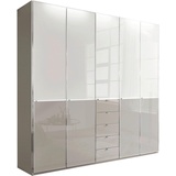 XXXLutz Novel Kleiderschrank, Grau, Weiß, Metall, 6 Fächer, 5 Schubladen, 250x236x58 cm, ISO 9001, Typenauswahl, umfangreiches Zubehör erhältlich, in verschiedenen Größen erhältlich, Schlafzimmer, Kleiderschränke, Drehtürenschränke