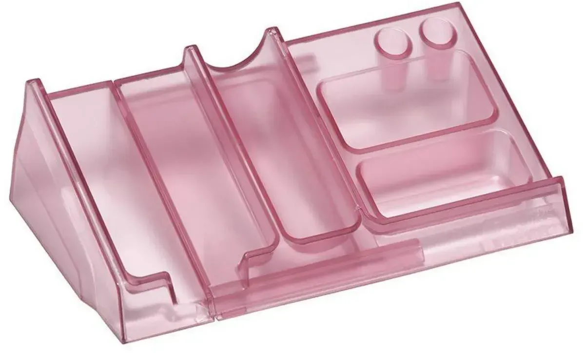 Helit Tischorganizer Greenlogic mit Smartphone-Ablage, rot-transparent