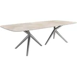 DeLife Esstisch Edge Boot 270x120 Keramik Iris FMG Onice Grigio Estelar rund Edelstahl Esstische