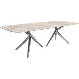 DeLife Esstisch Edge Boot 270x120 Keramik Iris FMG Onice Grigio Estelar rund Edelstahl Esstische