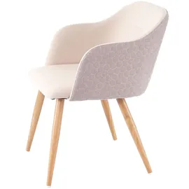 MCW Esszimmerstuhl MCW-D71, Stuhl Küchenstuhl, Retro Design, Armlehnen Stoff/Textil ~ creme-beige