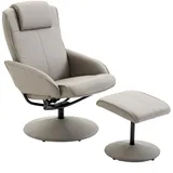 Homcom Relaxsessel Kunstleder 78 x 98 x 71 cm Grau mit Hocker