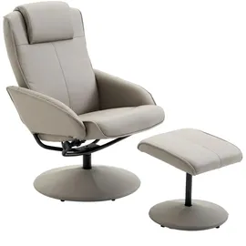 Homcom Relaxsessel Kunstleder 78 x 98 x 71 cm Grau mit Hocker