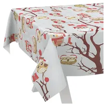 ANRO Wachstuchtischdecke abwaschbar Eulen 100 x 140 cm Bunt