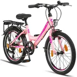 Licorne Bike Stella Premium City Bike 20 Zoll Fahrrad für Mädchen Herren und Damen 21 Gang 6 Gang Holland Citybike (Rosa 20 Zoll)...
