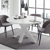 storado.de Esstisch ausziehbar weiß matt 110x78 cm Big System Rund Stern 110 Auszug Tisch