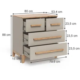 VitaliSpa Kommode Malia 80 x 88 cm Cashmere/Artisan