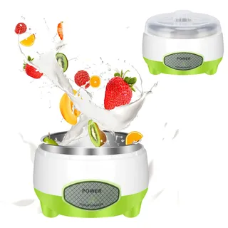 Joghurtbereiter, Kompakte Joghurtbereiter-Maschine mit Konstanter Temperaturregelung, Edelstahlbehälter für Selbstgemachten DIY-Joghurt Natto (TARSHYRY69zusfg02w-12)