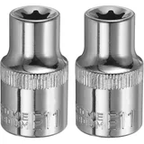 QUARKZMAN 1/2" x E11 Torx Bit Set, 2 Stück Torx Nuss Set Schrauber Sechskant Steckschlüsseleinsätze, Antrieb Tiefnuss Stern-Stecknuss für Auto Reparaturen Hauswartung DIY Handarbeit