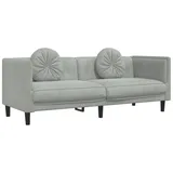 vidaXL Sofa mit Kissen 3-Sitzer Hellgrau Samt
