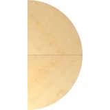 Hammerbacher Anbautisch 160x80cm 2xViertelkreis/Fuß Ahorn/Silber