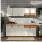 Homestyle4u Küchenzeile 200 cm Eiche Weiß