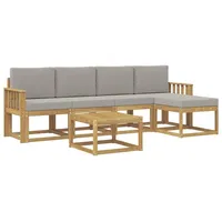 vidaXL Outdoor-Sofagarnitur 6-tlg. Weiß/Hellgrau