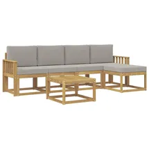 vidaXL Outdoor-Sofagarnitur 6-tlg. Weiß/Hellgrau