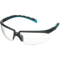 3M Solus 2000 Schutzbrille, grau/türkisfarbene Bügel, Scotchgard Anti-Beschlag Beschichtung (K&N), klare Scheibe, winkelverstellbar, S2001SGAF-BGR-EU