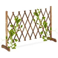 Relaxdays Rankgitter Holz, ausziehbar bis 185 cm, Rankhilfe Kletterpflanzen, Scherengitter freistehend, Garten, natur