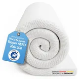 Topper 200x200cm AERO, Oekotex Zertifiziert, Memory Foam Matratzentopper 200x200, Atmungsaktiver Mesh-Bezug, Gummizug für festen Halt, Designed in Germany, Made in Europe, Matratzen-Auflage mit 5 cm