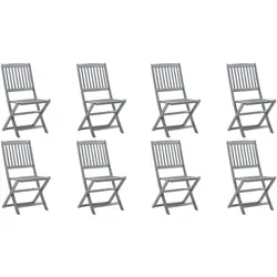 vidaXL 8x Akazienholz Massiv Gartenstuhl ohne Armlehnen Klappbar Klappstuhl Essstuhl Holzstuhl Stuhl Stühle Gartenstühle Holzstühle