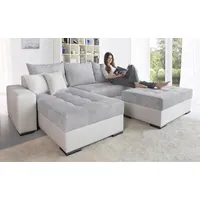 Ecksofa COLLECTION AB "Josy L-Form" Sofas Gr. B/H/T: 214cm x 84cm x 161cm, Cord-Microfaser PRIMABELLE, Ottomane beidseitig montierbar, grau (hellgrau) mit Bettfunktion und Bettkasten, Federkern