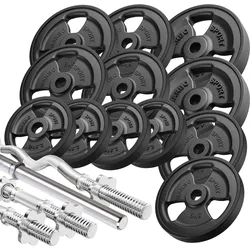 Hantelstangen gummierte Tri-Grip Hantelscheiben Set 83 kg One Size