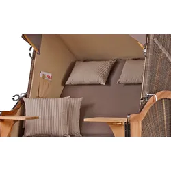 Mr. Deko Strandkorb - bene living - Schaalsee Teak - PE grau - Modell 534 - inkl. Liftersystem