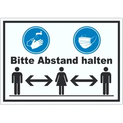 Hände waschen Mundschutz Abstand Aufkleber A0 (841x1189mm)