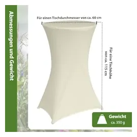 Baumarktplus 2x Stehtischhusse 60 cm beige Tischdecke Husse Bistrotisch Partytisch Stretch