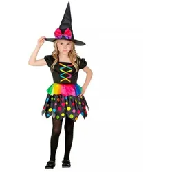 Hexen-Kostüm, bunt - 140 cm für Kinder von 8-10 Jahren