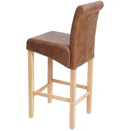 Mendler 2er-Set Barhocker HWC-C33, Barstuhl Tresenhocker, Holz ~ Wildlederimitat, helle Beine, Stoff/Textil