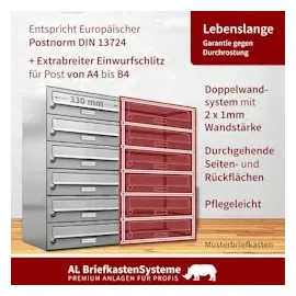 AL Briefkastensysteme Premium V2A Edelstahl Briefkastenanlage Silber
