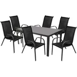 Mojawo Gartengarnitur Sitzgarnitur Stapelstühle Stapelsessel 7teilig 160x90cm Glastisch