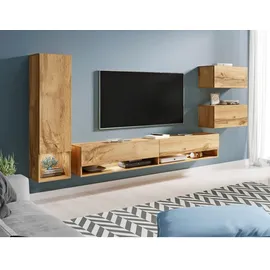 P & B Wohnwand AMADEO Eiche Wotan, 4-teilig,