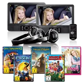 Lenco MES-415 - 9 Zoll) Tragbarer DVD-Player mit Doppel-Bildschirm - USB/SD - Schwarz