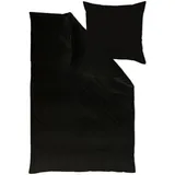 Curt Bauer Uni Mako-Satin Bettwäsche 135x200 cm + 80x80 cm | schwarz - schwarz