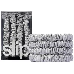 Slip Schmal scrunchies back to basics, reine seide - kupfer Haargummi SILVER Silber 