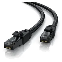 Primewire Patchkabel CAT 7 mit Baumwollummantelung - Gigabit Ethernet LAN Kabel - Black Series - 10 Gbit/s S/FTP PIMF Schirmung - Netzwerkkabel
