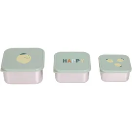 Lässig Snackbox Kinder 3er Set) Edelstahl Happy Fruits Lemon