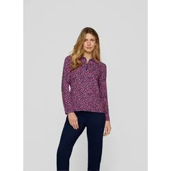 Print-Shirt RABE "Rabe Langarmshirt mit Reißverschluss", Damen, Gr. 46, blau (dunkelblau), 92%Viskose 8%Elastan, gemustert, feminin, tailliert, Langarm, Shirts
