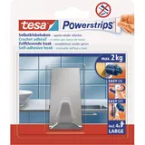 Tesa Selbstklebehaken Edelstahl Rechteckig mit 4 x Powerstrips Large