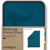 schlafgut Knitted Jersey uni, aus Bio-Baumwolle mit Elasthan, Reißverschluss«, (1 St.), bügelfrei, Mix & Match Bettwäsche: passender Kissenbezug erhältlich Schlafgut Petrol deep), 155x220)